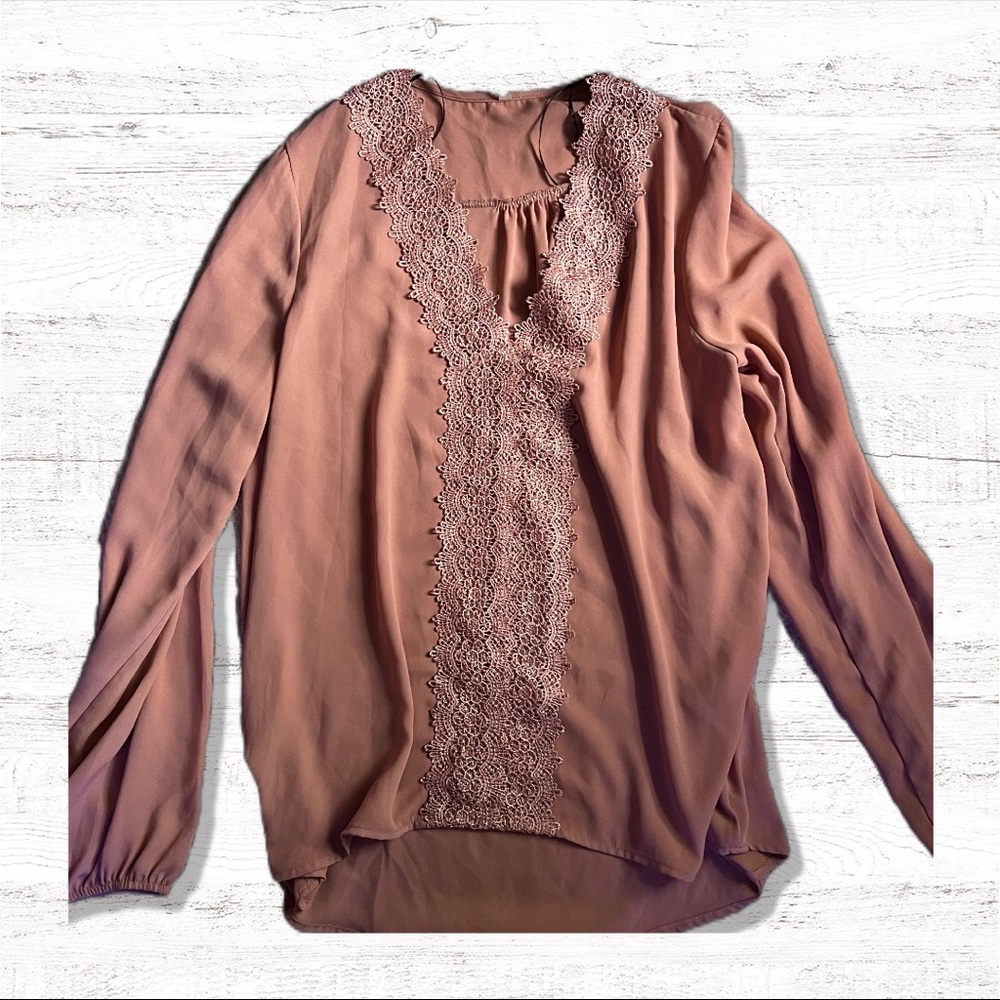 Dark Pink blouse with Lace Detail